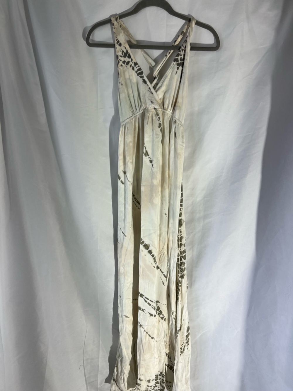 NWOT Woman’s HARD TAIL 90% Cotton Cream Tie Dye* Twist Back Maxi Dress
